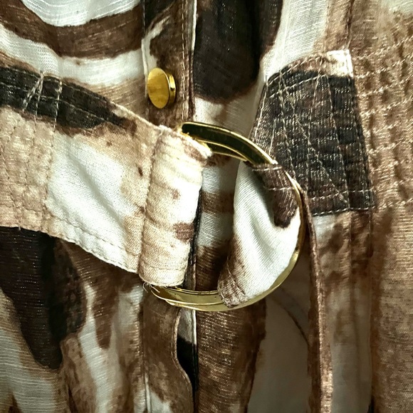 Cache Brown Semi-Sheer Animal Print Linen Blend Blouse - Size Small - Picture 7 of 14